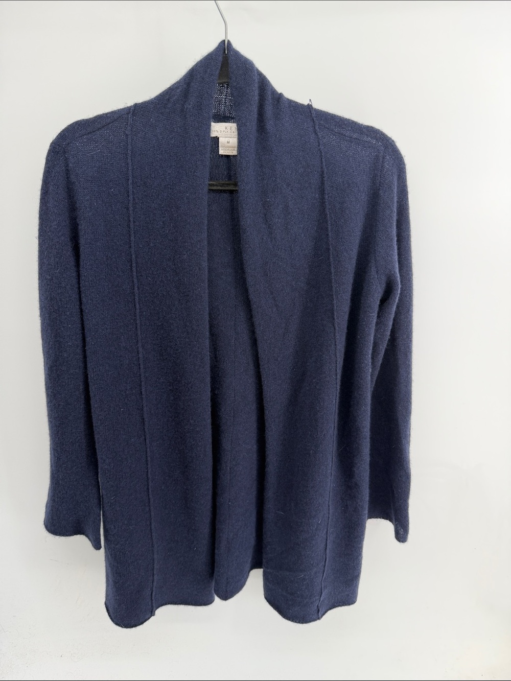 Kenar 100% 2-ply cashmere shawl collar long line knit sweater cardigan sz M
